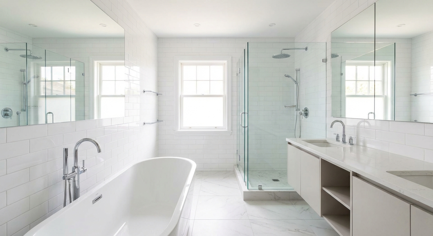 Salle de bain moderne rénovée par plombier Chelles